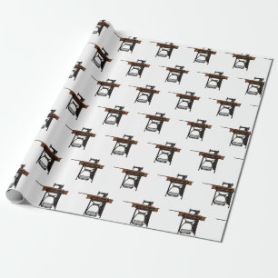 Sewing machine cartoon illustration  wrapping paper