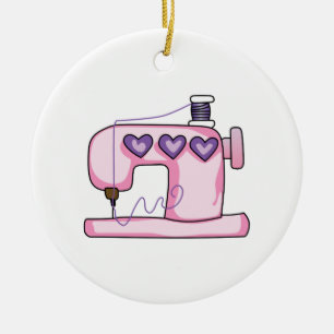 SEWING MACHINE CERAMIC ORNAMENT