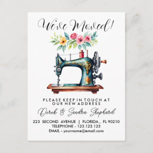 sewing machine Change of address we have moved Announcement Postcard