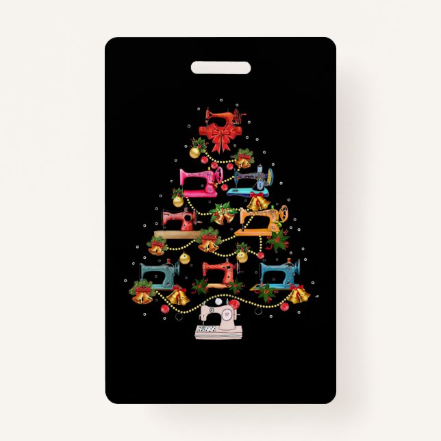 Sewing Machine Christmas Tree Badge (Front)
