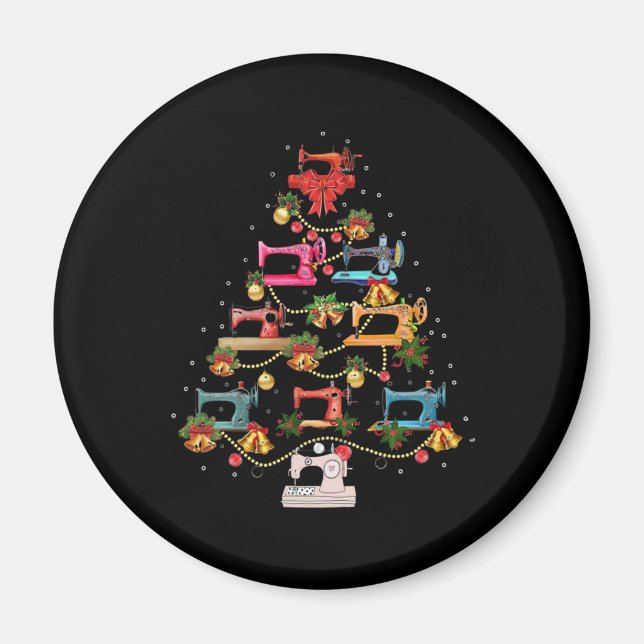 Sewing Machine Christmas Tree Magnet (Front)