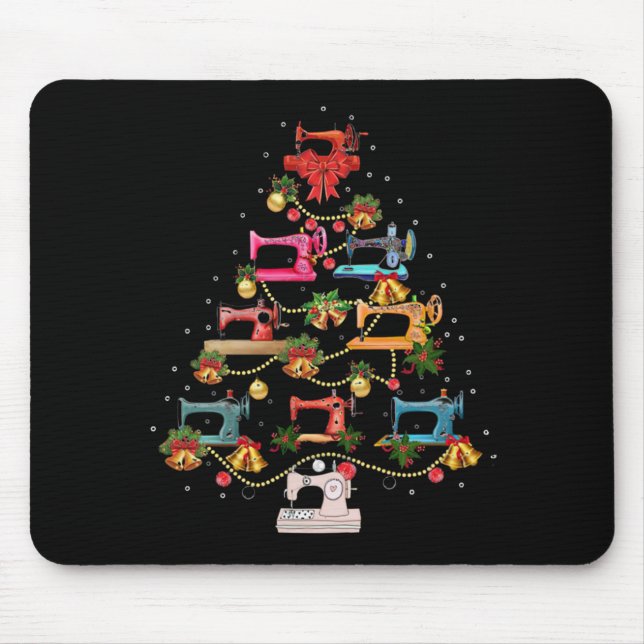 Sewing Machine Christmas Tree Mouse Pad (Front)
