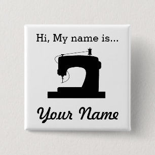 Sewing Machine Craft Party Name Tag 2 Inch Square Button