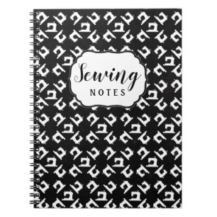 Sewing Machine Crafts Pattern Organizing Dark Notebook