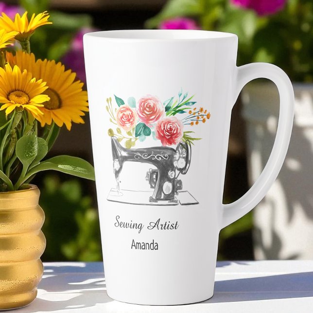 Sewing Machine Dressmaker Tailor Seamstress Latte Mug (Creator Uploaded)
