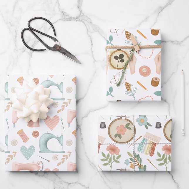 Sewing Machine, Embroidery and Crafter   Wrapping Paper Sheet (Front)