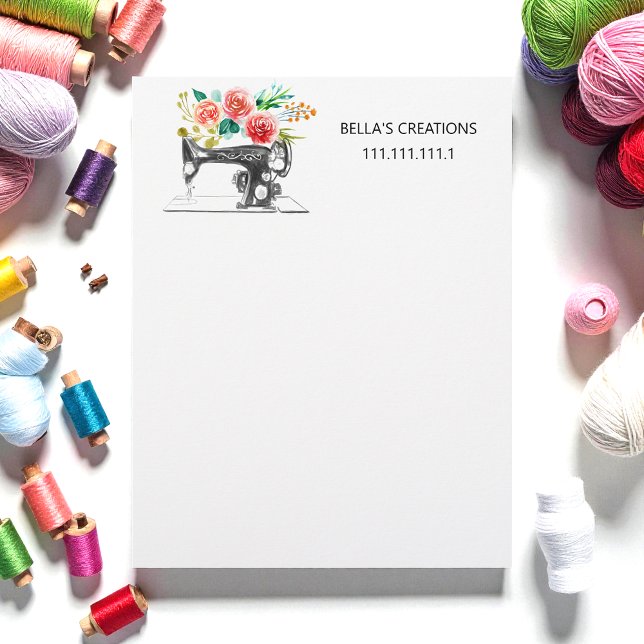 Sewing Machine Floral Business Letterhead (Creator Uploaded)