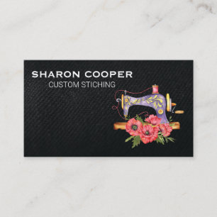 Sewing Machine Flowers   Seamstress Business Card