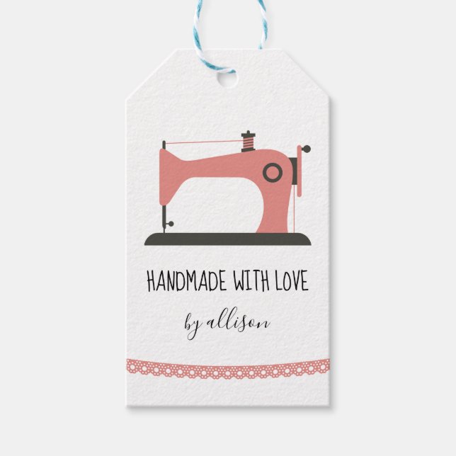 sewing machine garment tag label rustic chic (Front)