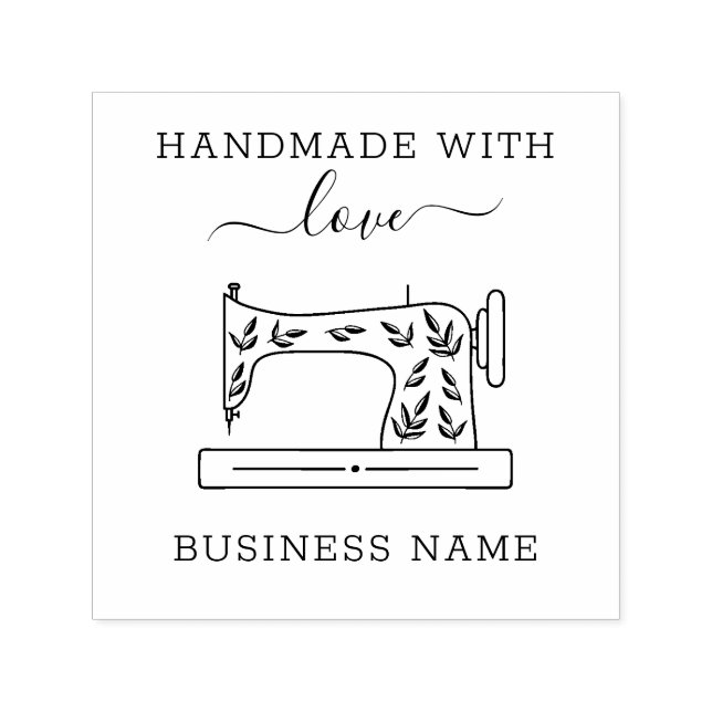 Sewing Machine Handmade with Love Chic Custom Self-inking Stamp (Design)