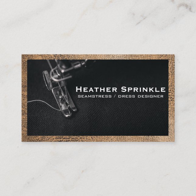 Sewing Machine | Leather Border Business Card (Front)