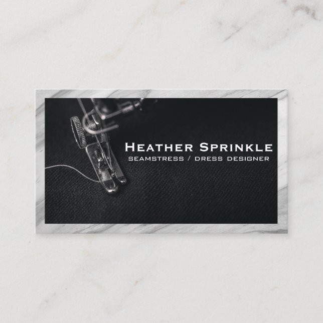 Sewing Machine | Marble Border Business Card (Front)