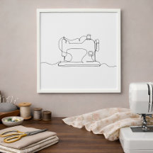 Sewing Machine Minimalist Wall Art Print Tile