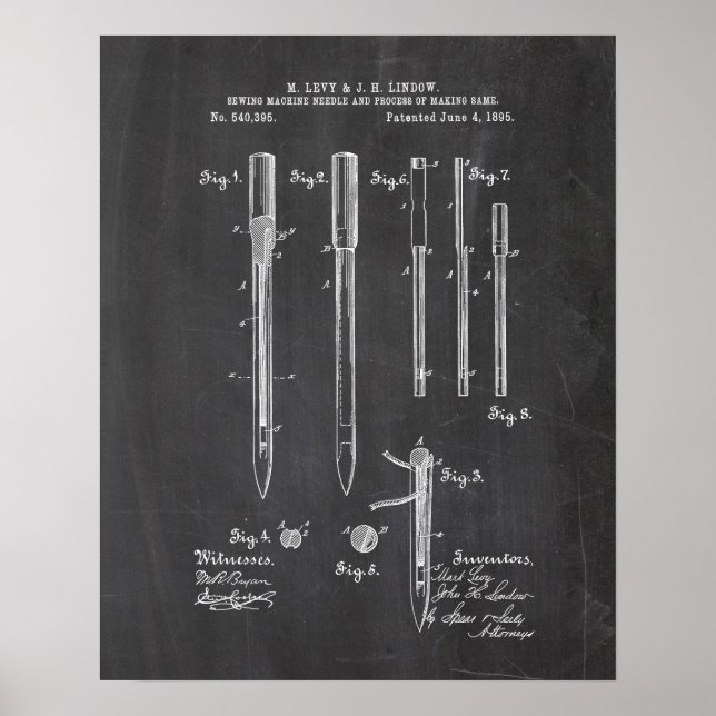 Sewing Machine Patent Poster (Front)