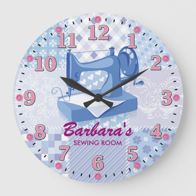 Sewing Machine Personalizable Wall Clock (Front)