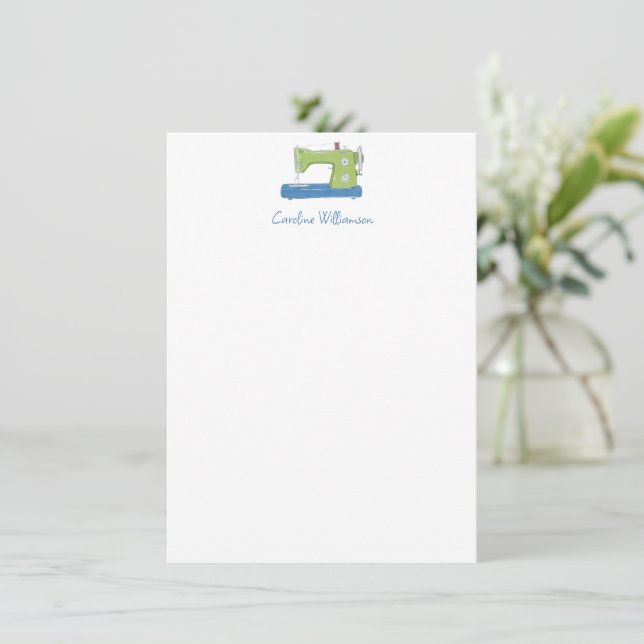 Sewing Machine Personalized Stationery Gift Sewer Card (Standing Front)