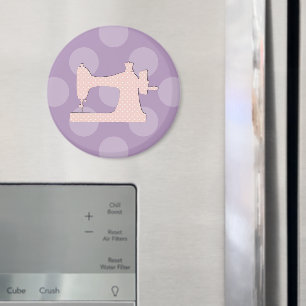 Sewing Machine, Polka Dots - Pink White Magnet