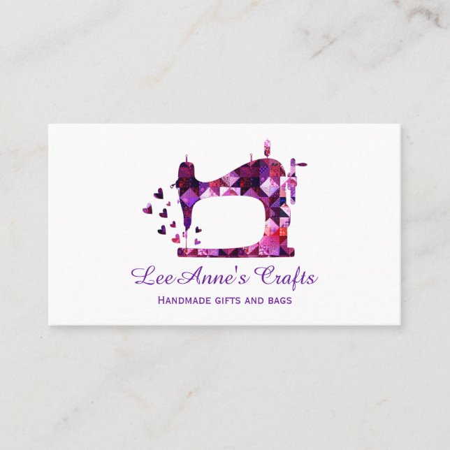 Sewing Machine Purple Craft Business Card (Front)