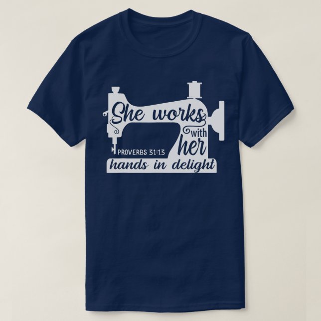 Sewing Machine Quilting Crocheting Faith Jesus God T-Shirt (Design Front)