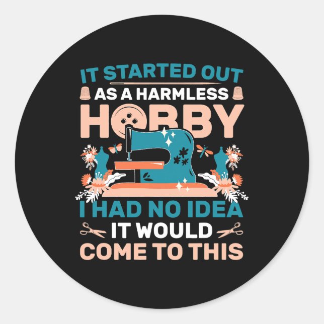 Sewing Machine Quilting Embroidery Hobby Sewing Classic Round Sticker (Front)