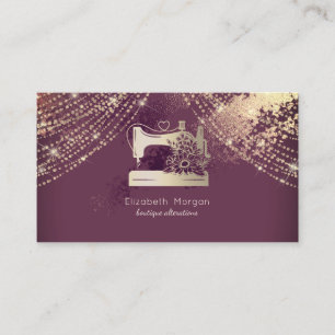 Sewing Machine Seamstress  Lights Burgundy Business Card