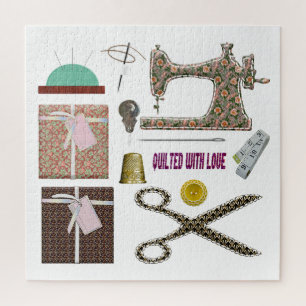 Sewing machine seamstress quilting sewing jigsaw puzzle