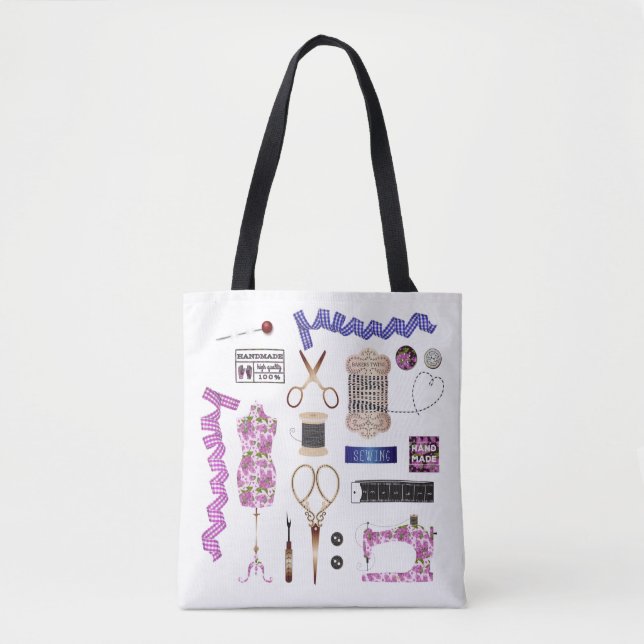 Sewing machine seamstress quilting sewing tote bag (Front)