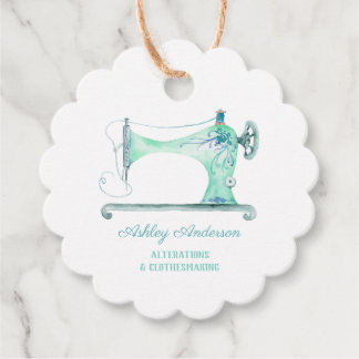 Sewing Machine Seamstress Watercolor Favour Tags