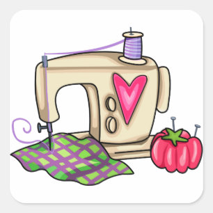 Sewing Machine Square Sticker