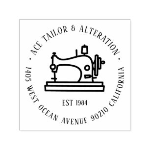 Sewing Machine Tailor Business Name Return Address Self-inking Stamp