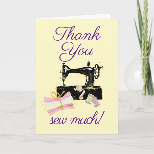 Sewing Machine Vintage Funny Thank You Card (Front)