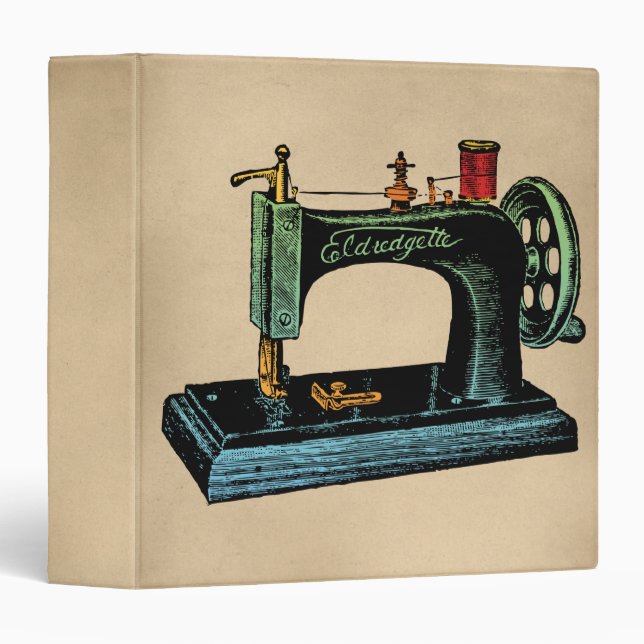Sewing Machine Vintage Illustration Binder (Front/Spine)