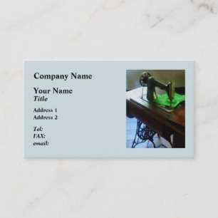 Sewing Machine With Green Cloth Business Card