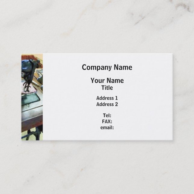Sewing Machine With Sissors Business Card (Front)