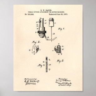 Sewing Machines 1893 Patent Art Old Peper Poster