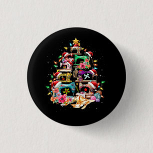 Sewing Machines Christmas Tree Quilt Sewing Lovers 1 Inch Round Button