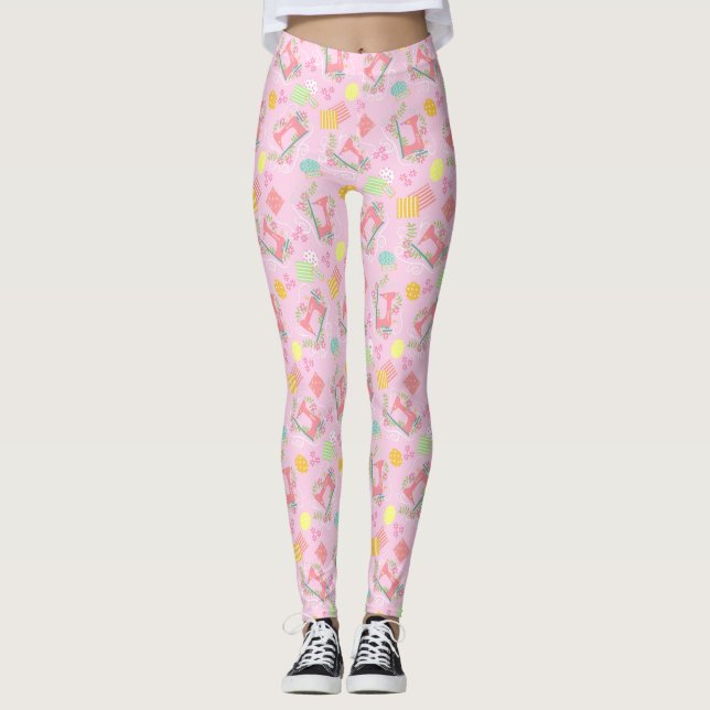 Sewing Machines Pink Leggings (Front)