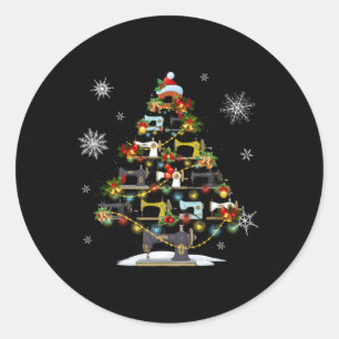 Sewing Machines Tree Lights Quilters Classic Round Sticker