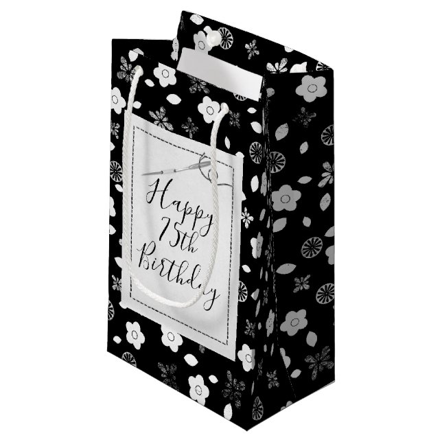 Sewing Needle for 75th Birthday Small Gift Bag (Front Angled)