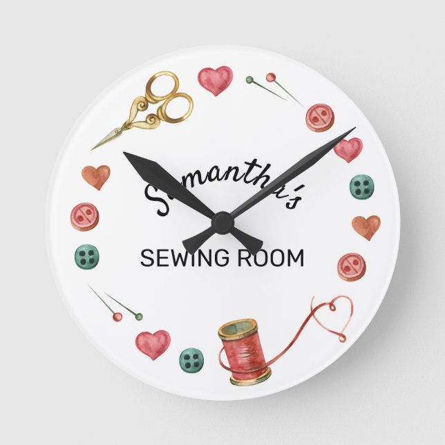  Sewing Needle Thread Alterations Personalized  Round Clock (Front)