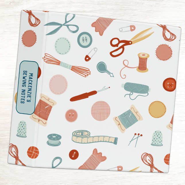 Sewing Notes Personalized Binder (Sewing Notes personalized custom name binder)