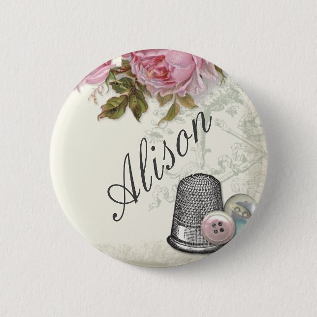 Sewing Notions IVORY, name badge 2 Inch Round Button (Front)