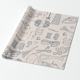 Sewing Notions Seamstress Hobby Craft Wrapping Paper