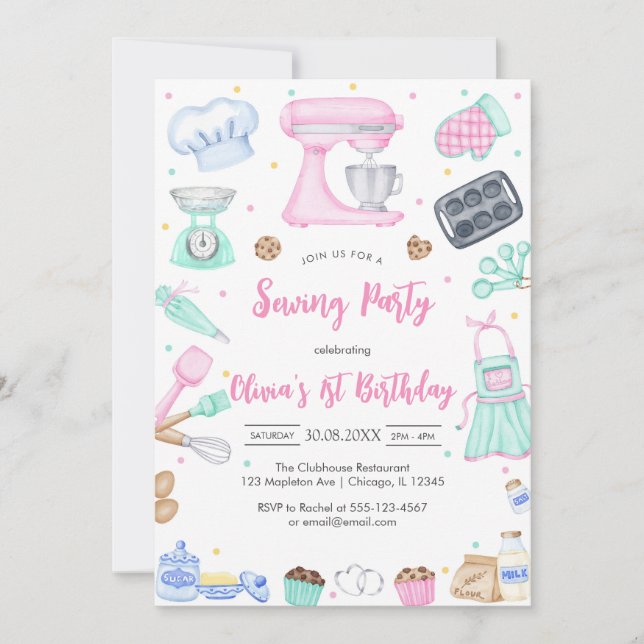 Sewing Party Birthday Invitation (Front)