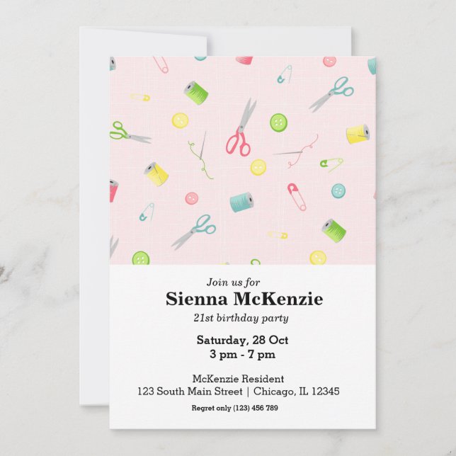 Sewing pattern invitation (Front)