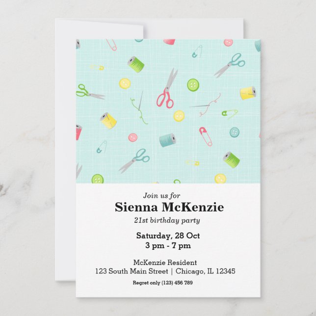 Sewing pattern invitation (Front)