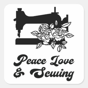 Sewing - Peace Love & Sewing Square Sticker
