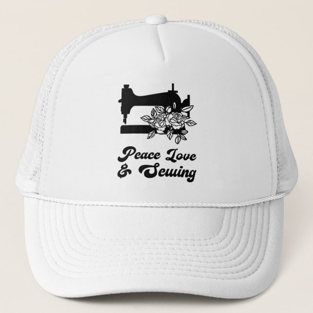 Sewing - Peace Love & Sewing Trucker Hat (Front)