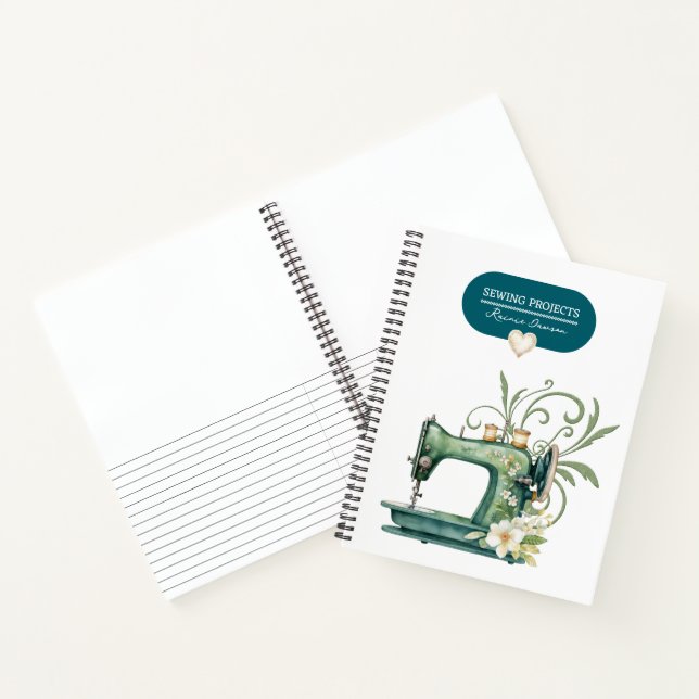Sewing Projects Binder Teal Blue Vintage Look Notebook (Inside)