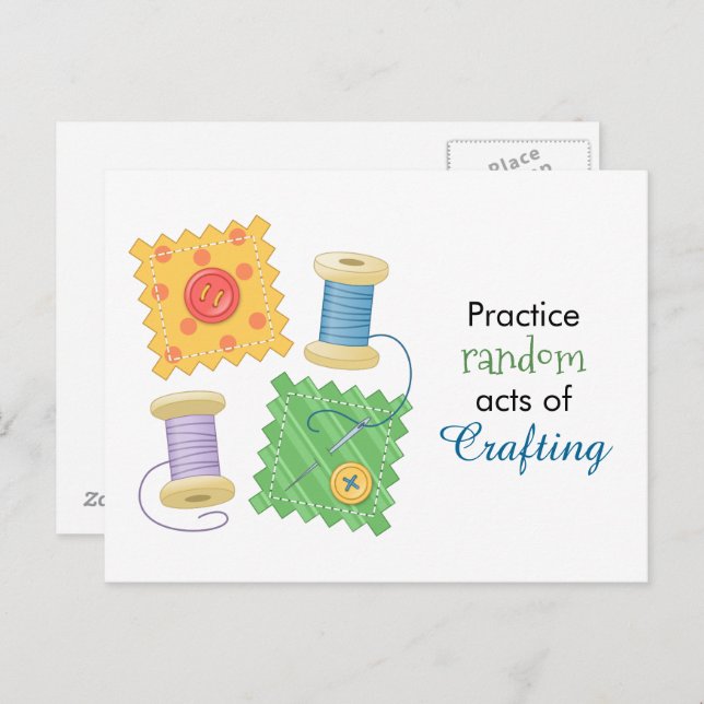 Sewing Quilting Craft Hobby Quote Postcard (Front/Back)